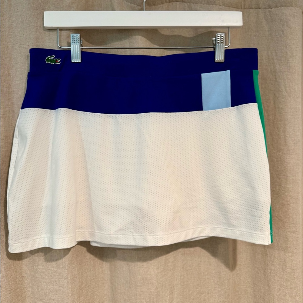 Lacoste Women's Blue, White, and Green Mini Skirt
